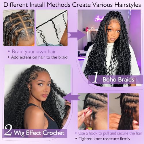 Deep Wave Crochet Hair 120g 16 Inch Knotless Pre-Separated Natural Black - 1B-DW
