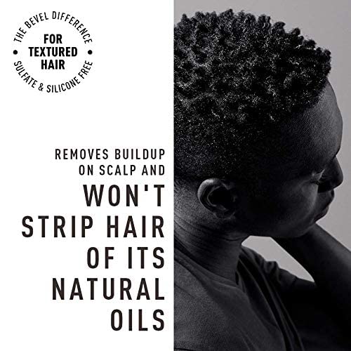 Bevel Shampoo for Men - Sulfate Free Shampoo for Textured Hair with Coconut Oil and Shea Butter, Detangles Coarse, Curly Hair, 12 Oz