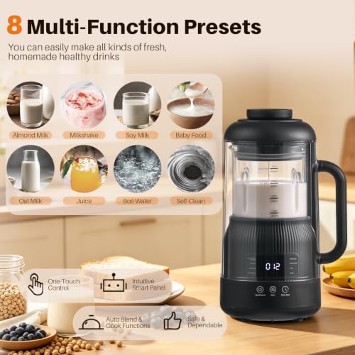 Skitchen 8-in-1 Nut Milk Maker with Silent Shield, 35oz, Black
