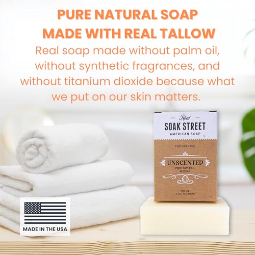 Real American Soap (Variety Bundle, 3 Pack) ? Natural Bar Soap Made with Grass-Fed Tallow, Conditioning Lard, & Pure Coconut Oil ? Unscented, Charcoal & Tea Tree Oil, & Lavender Goat Milk
