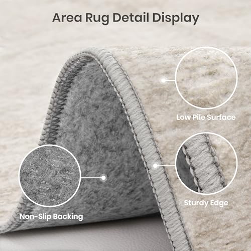 Beige 6x9 Area Rug Non Slip Washable Living Room Carpet - Valenrug