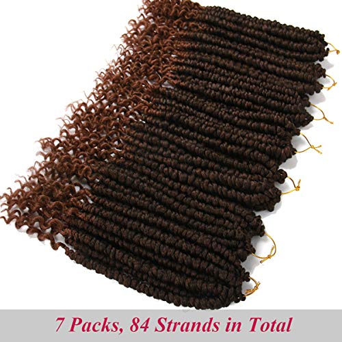 TOBBST 14 Inch Crochet Braids Hair Curly Spring Twist for Black Women - Black Mix Brown (1B/30#) - 8pcs