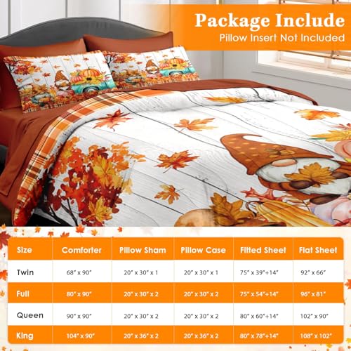 Pamnest King Fall Comforter Set with Sheets - 7 Piece Gnome Bedroom Bedding
