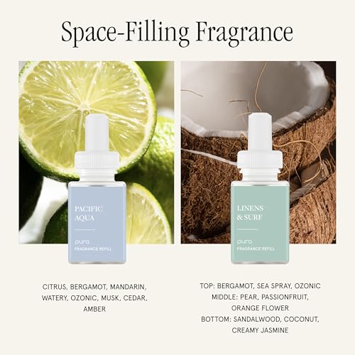Pura 5 Set Pacific Aqua & Linens & Surf Smart Home Fragrance Diffuser - Customizable Scenting