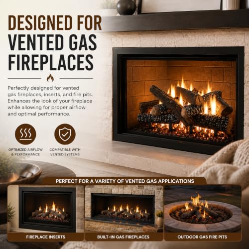 Barton Realistic Style 10-Piece Ceramic Gas Fireplace Log Set - Indoor & Outdoor Vented Fireplaces