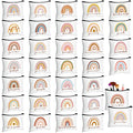 Rainbow Canvas Makeup Bags Bulk Set for Women - Inspirational Cosmetic Pouches