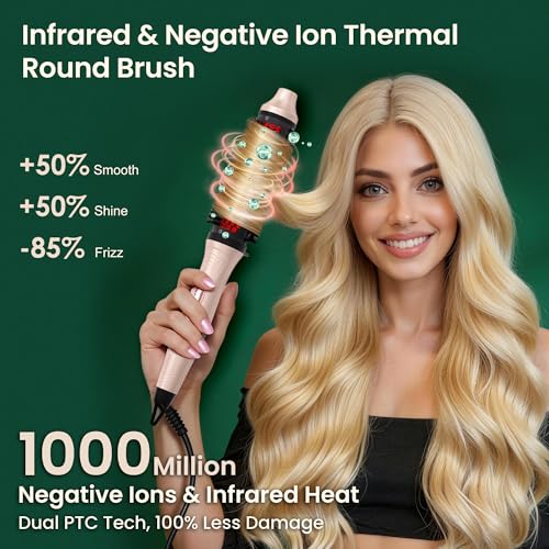 Infrared Thermal Curling Straightening Brush 1.5 Inch Hot Styling Tool Pink