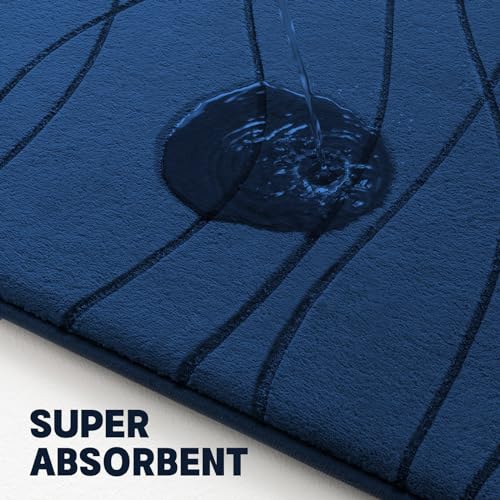 YIHOUSE 5-Piece Bathroom Rugs Set Memory Foam Bath Mat Navy Blue Dark Blue 3'10" x 1'8"