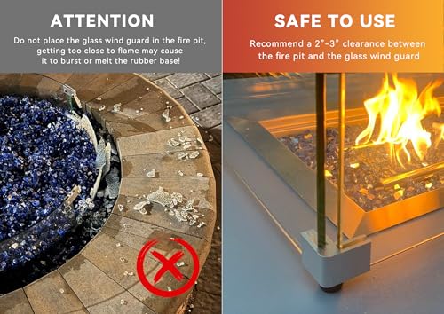 Skyflame 36" x 11.5" Clear Tempered Glass Fire Pit Wind Guard - Variation of THIS listing