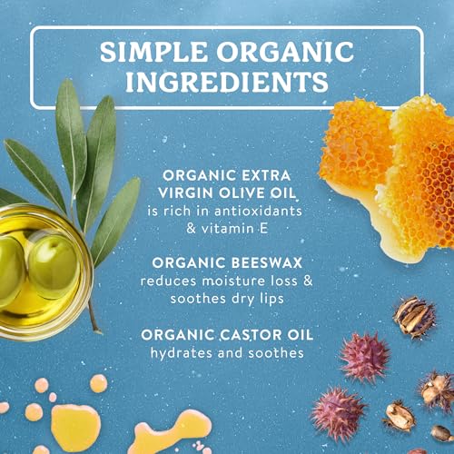Unscented Organic Lip Balm Pack of 8 - Sensitive & Long-Lasting Moisturizer