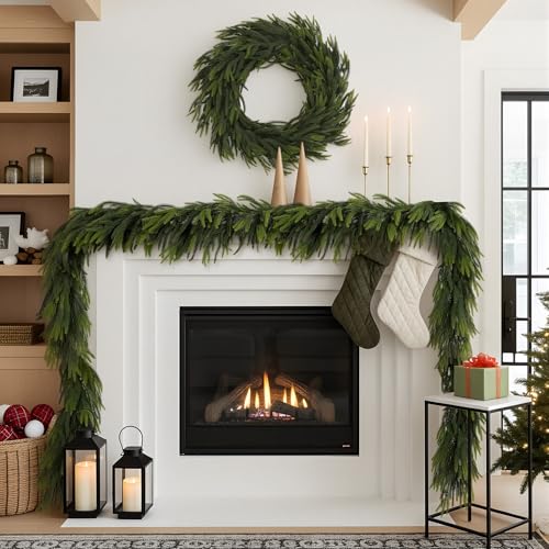 12ft Artificial Norfolk Pine Garland - Real Touch Christmas Greenery for Indoor Outdoor Decor Variation of 1