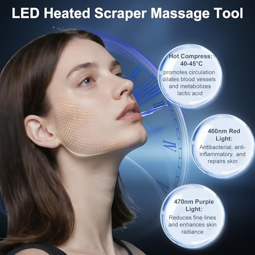 Heated Muscle Scraper Tool-2025 Upgraded Electric Gua Sha Tool for Whole Body Massage Relaxation & Skincare with Light-Care 4 Modes 3 Levels, for Woman,Workers, Athletes Perfect Gifts
