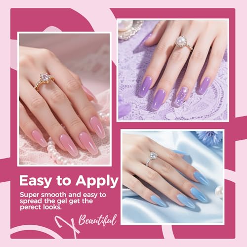 JEWHITENY 28 Colors Poly Nail Gel Kit F04 with Base & Top Coat - DIY Nail Art