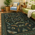 Hazo Haus 5'x7' Dark Green Fairy Insect Area Rug, Washable Non-Slip Carpet for Living Room & Bedroom