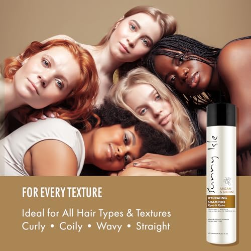 Sunny Isle Argan and Biotin Hydrating Shampoo - Collagen, Almond, Castor Oil, Moisturizing - 10.1 oz
