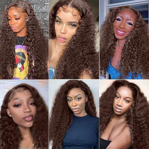 BOKIEOIE Brown #4 JC 34 Inch Curly Wavy Human Hair Bundle - Unprocessed Brazilian Virgin Extensions
