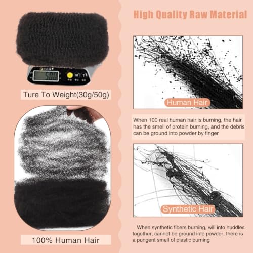Afro Kinky Curly Human Hair Extensions for Dreadlocks & Twists - 18 Inch 50 Gram - #1B