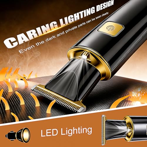 Back Shaver for Men, LED Display 5 in 1 Body Hair Groomers Kits with Rechargeable with Long Handle Waterproof IPX6,Multi-Functional Back Trimmer for Men