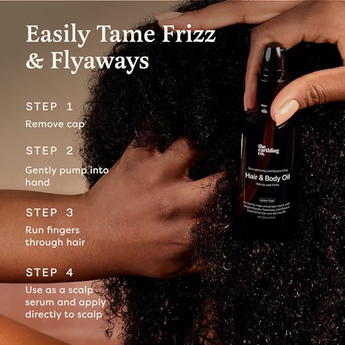 The Earthling Co. Hair & Body Oil - Promote Hair Growth, Strengthen & Moisturize All Hair Types - Helps Frizz & Damage with Natural Rosemary & Vegan Keratin For Dry Hair & Scalp (2.5 oz, Juniper Sage)