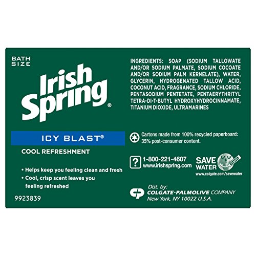 Irish Spring Icy Blast Men’s Bar Soap Pack of 48 - 3.7 Oz Deodorant Body & Hand Wash, Fresh Scent, 12-Hour Freshness