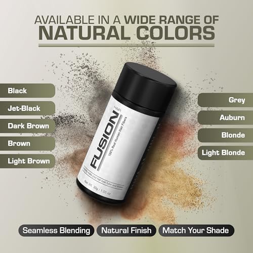 Hair Fibers for Thinning Hair - 0.42 Oz Black Hair Building Fibers for Concealing Bald Spots & Volume - Hair Fusion
