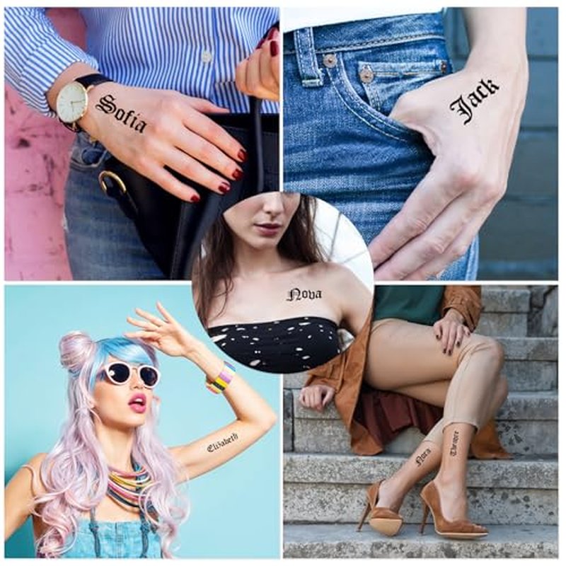 10 Sheet Gothic Temporary Tattoos, Small English Letters Numbers Fake Tattoos Alphabet Tattoo Stickers for Adult Finger Neck Body