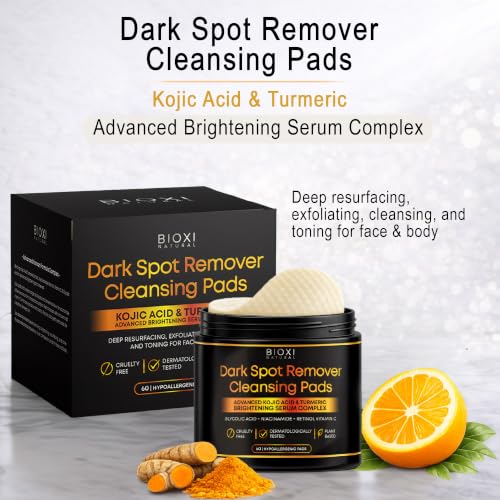 Dark Spot Remover Cleansing Pads with Kojic Acid & Turmeric - 120 Pads - Face & Body