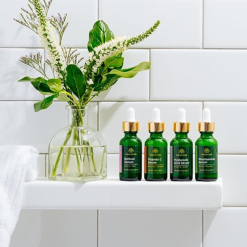 Tree of Life Beauty Facial Skin Care Set - Niacinamide + Vitamin C + Retinol + Hyaluronic Acid Serum - 4 count (1 Fl Oz) and Hydrating and Moisturizing Face Cream Botanical Hyaluronic Acid - 4 Fl Oz