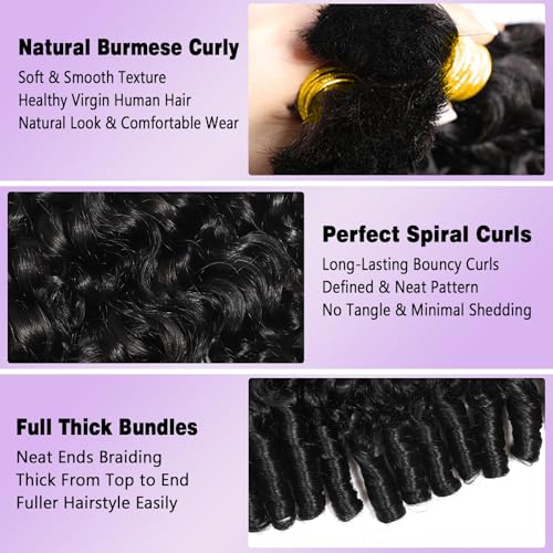 Omiliyah 18 Inch Water Wave Human Hair Bundles - Spiral Curly Ends, 120g, 2 Bundles, Natural Black