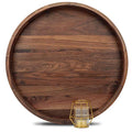20-Inch Extra Large Black Walnut Wooden Ottoman Tray with Handles