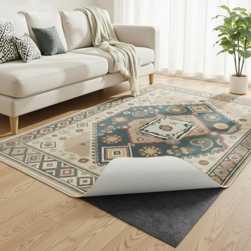 Dark Gray 9'x12' Non-Slip Rug Pad Cushioned Underlay for Hardwood & Tile Floors