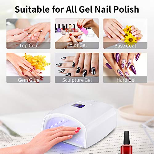 Rechargeable UV LED Nail Lamp - Cordless Gel Nail Curing Light for Home & Salon (White)