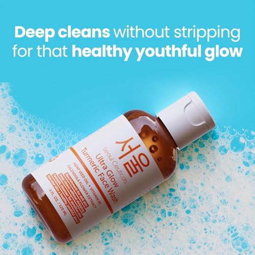 Korean Turmeric Face Wash Brightening & Hydrating Cleanser for Sensitive Skin 4oz