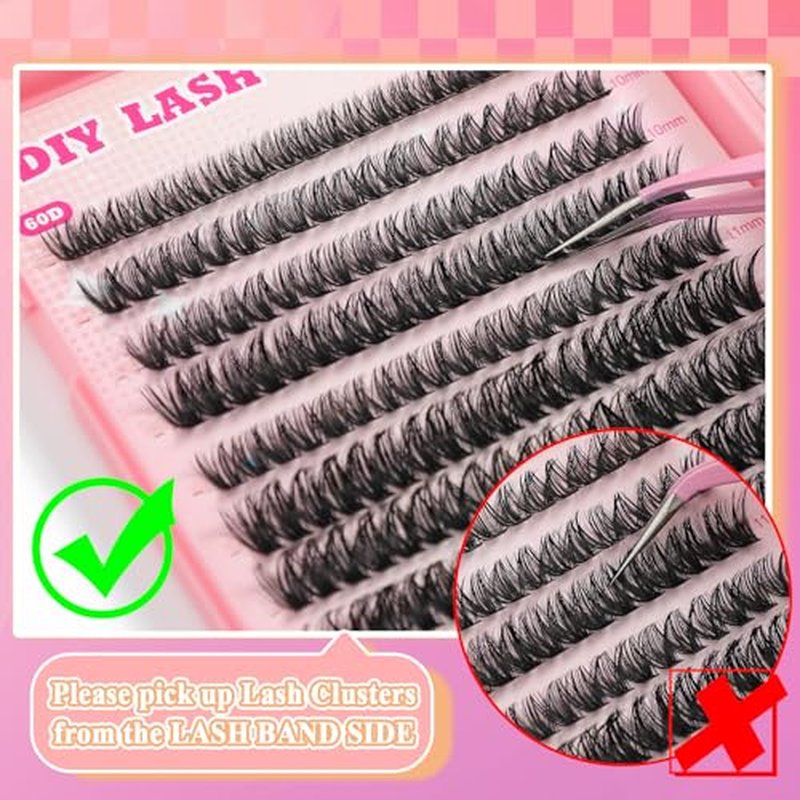 Lash Clusters Kit, 560 Pcs Eyelashes Clusters Kit 9-16mm Individual Lash Extension Kit D Curl Fluffy Wispy False Eyelashes (50D+60D New, Lash Clusters Kit)