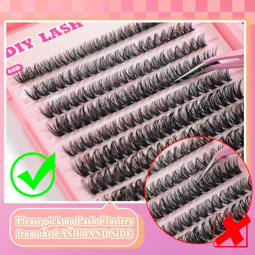 Lash Clusters Kit, 560 Pcs Eyelashes Clusters Kit 9-18mm Individual Lash Extension Kit D Curl Flufffy Wispy False Eyelashes (20D+30D+40D+50D+60D+80D, Lash Clusters)