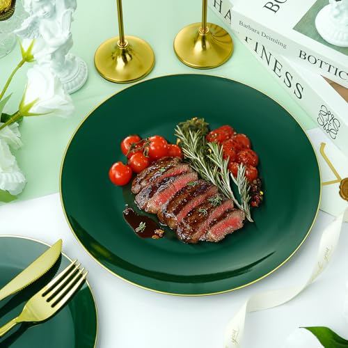 Bestluck 350-Piece Green & Gold Disposable Dinnerware Set for 50 Guests