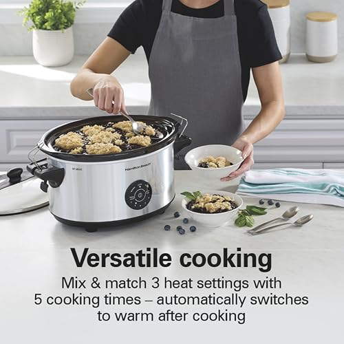 Hamilton Beach 7 Quart Programmable Slow Cooker with Locking Lid & Party Dipper - Silver