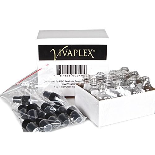 Vivaplex, 12, Clear, 1 oz Glass Bottles, with Black Fine Mist Sprayers (Pack of 2)