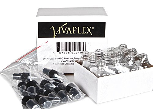 12 Pack 1 oz Glass Bottles with Black Fine Mist Sprayers - Clear Perfume & Essential Oil Containers