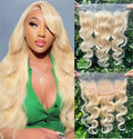 613 Blonde 13x4 HD Lace Closure Human Hair Body Wave 14 Inch - Free Part Natural Hairline