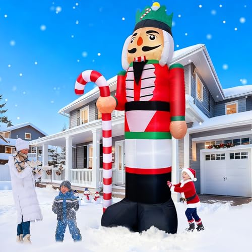 12 Ft Outdoor Christmas Inflatable Nutcracker with Candy Cane & LED Lights