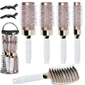 Ceramic Round Blowout & Boar Bristle Hair Brush Set for Styling & Detangling