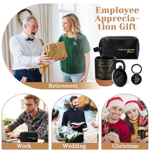 Dandat 3 Pcs Thank You Gift for Men Coworker Appreciation Office Gift Leather Toiletry Bag May You Be Proud 15oz Coffee Cup with Keychain for Boss Manager Teacher Nurse Employee(Black)