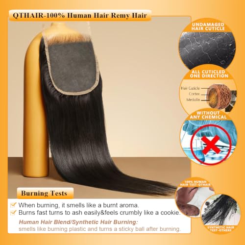 Brazilian Virgin Human Hair Lace Closure 5x5 Transparent HD Light Brown, 16 Inch - Natural Black Variation