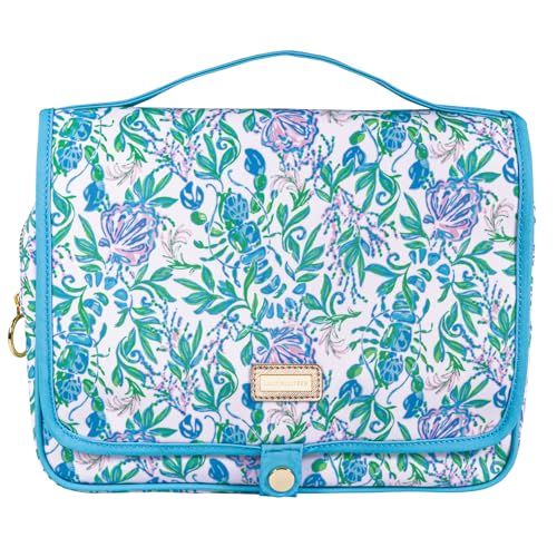 Lilly Pulitzer Hanging Toiletry Bag with Floral Pattern and Gold Details