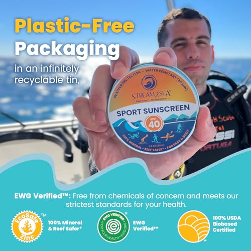 STREAM 2 SEA SPF 40 Mineral Sunscreen Tin 2.8oz Reef Safe Biodegradable