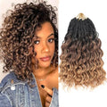 12 Inch Ocean Wave Crochet Hair Extensions - Deep Wavy, Pre-Looped Synthetic Braiding Hair, 8 Packs for Black Women, Boho Style