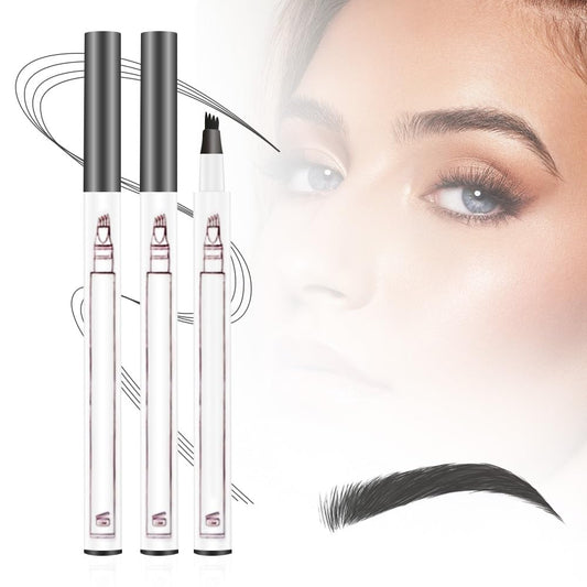 2 Pcs 3D Waterproof Magic Eyebrow Pencil, Upgrade Eyebrow Microblading Pen 4 Tipped Precise Brow Pen, Long-Lasting Fine Stroke Microblade Eyebrow Pencil (Gray)