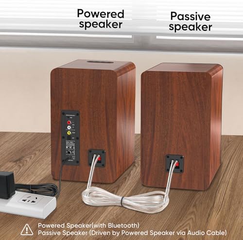 Powered Bluetooth Bookshelf Speakers with 4 Inch Woofer and Remote Control