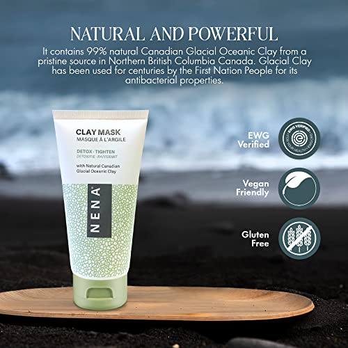 NENA Skincare Clay Mask 4.2 oz - Purifies, Rejuvenates & Refines Pores - Mineral-Rich Formula - Pack of 1